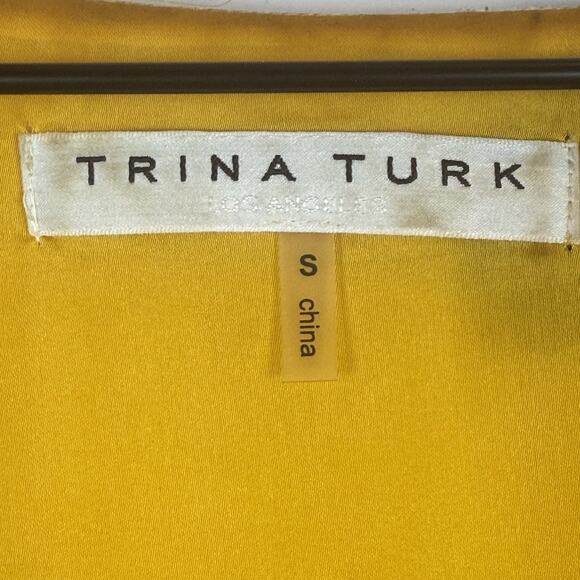 Trina Turk Mimosa Yellow Floral Print Shift Gentle Dress Small Resort Summer - Picture 8 of 11